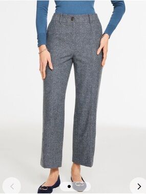 LOFT Gray Straight-Leg Wool-Blend Pants